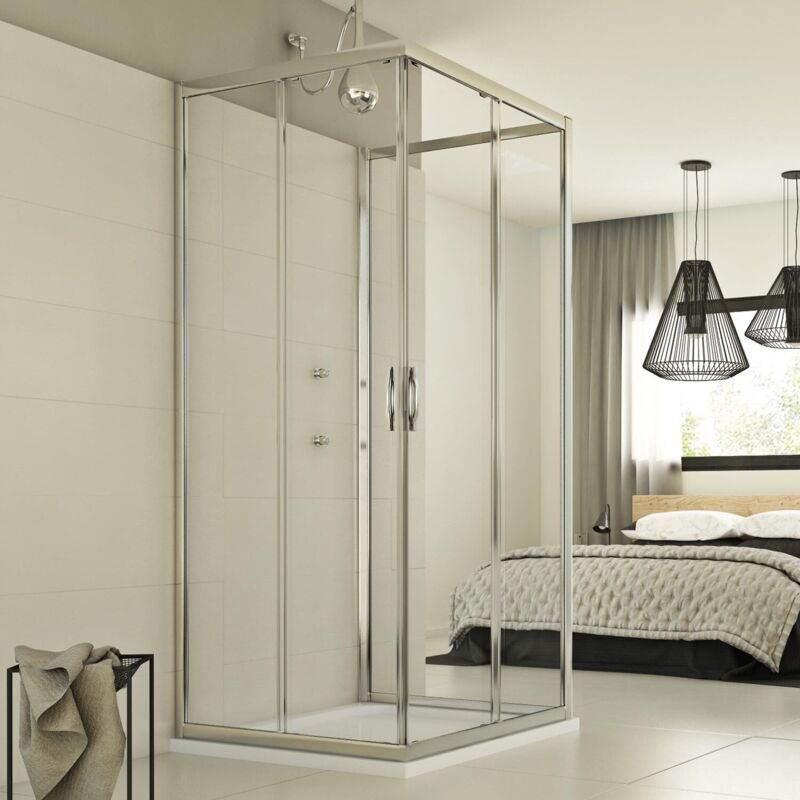 foto del prodotto box doccia scorrevole 3 lati vetro trasparente h 198 mod. evolution trio 70x100x70 cm rettangolare