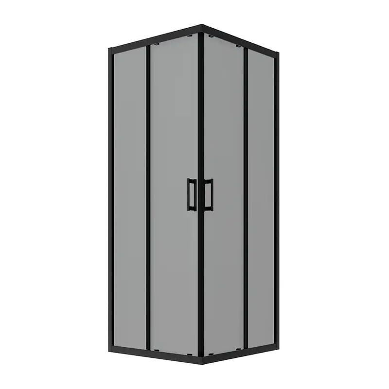 foto del prodotto box doccia scorrevole 70x100 cm profili in alluminio nero opaco vetro 6mm fum h190 reversibile mod. java