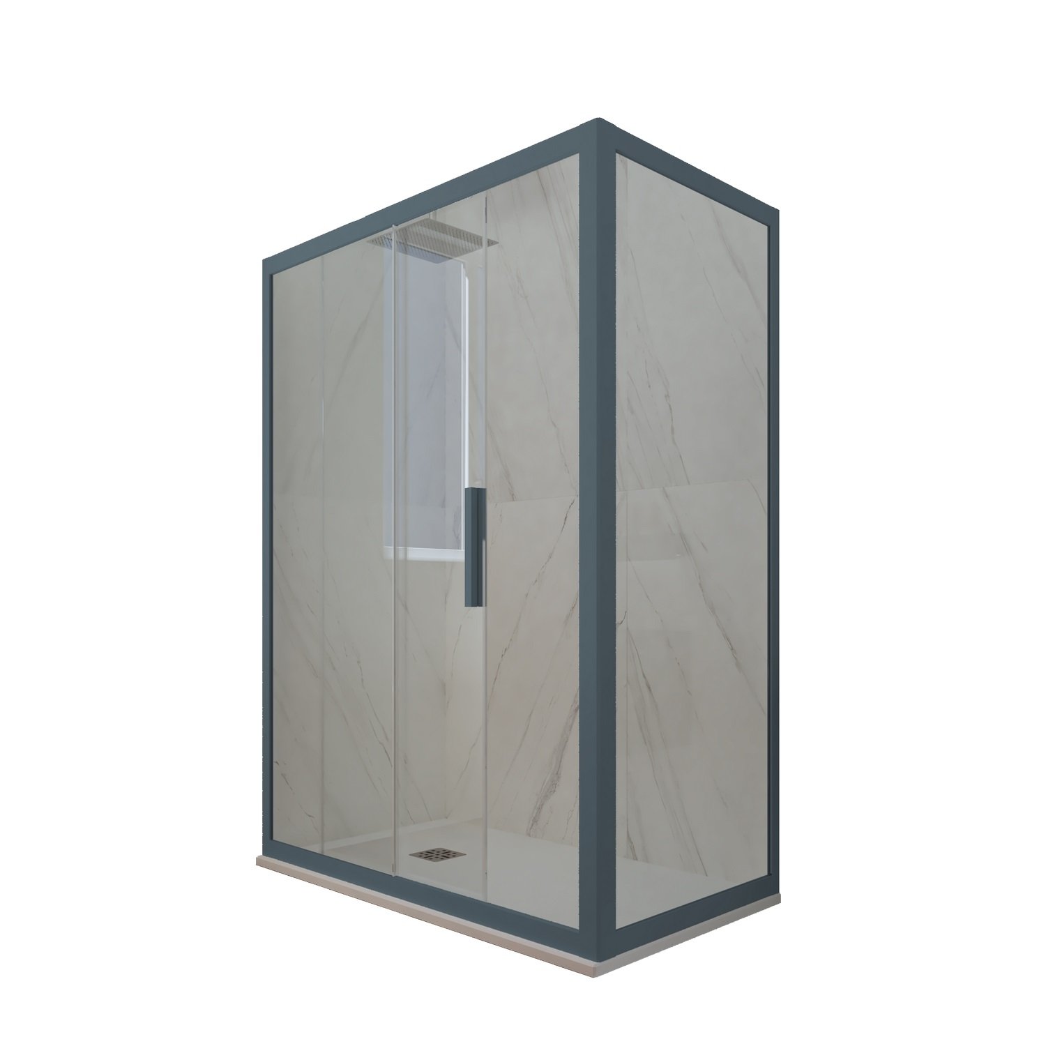 foto del prodotto box doccia scorrevole 70x120 cm h 200 vetro trasparente profilo blu navy mod. deco duo