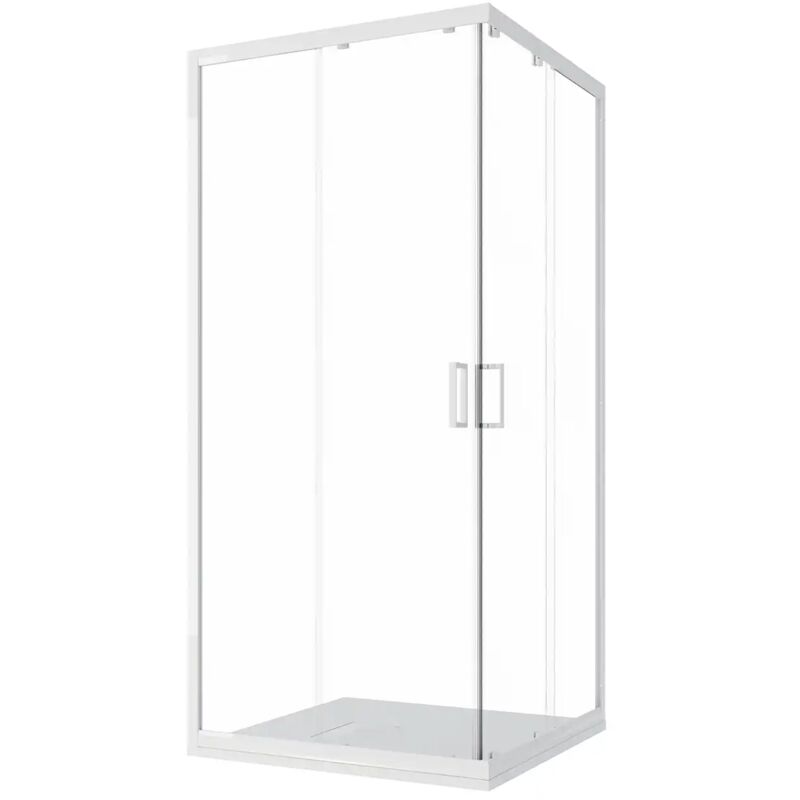 foto del prodotto box doccia scorrevole 70x120 cm profili in alluminio bianchi vetro 4mm trasparente h185 mod. ibiza