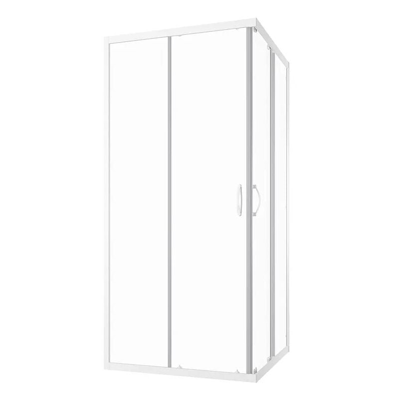 foto del prodotto box doccia scorrevole 70x70 cm profili in alluminio bianco vetro 4mm trasparente h185 reversibile mod. grenada