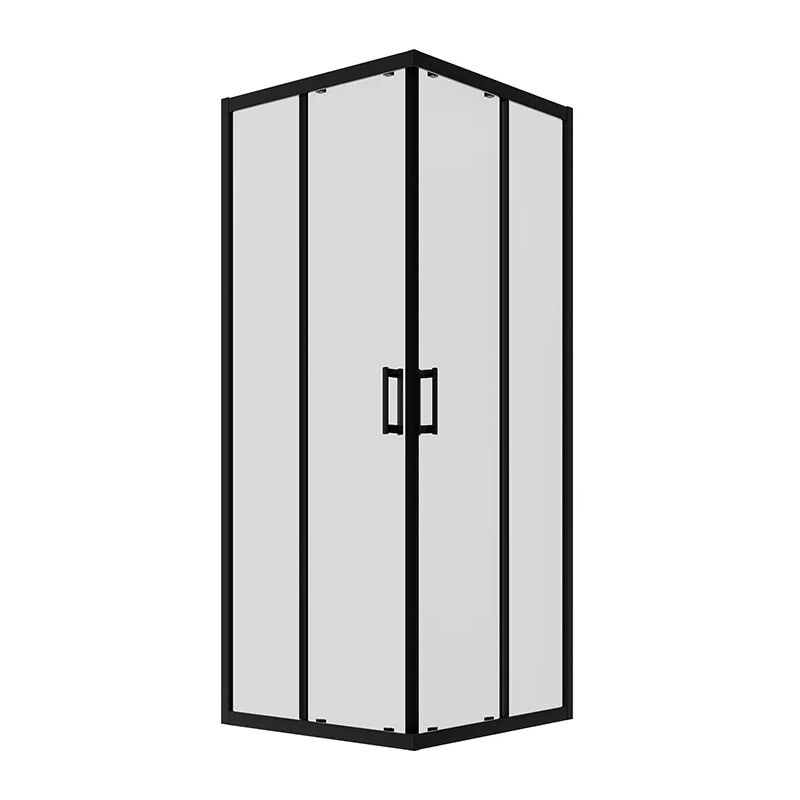 foto del prodotto box doccia scorrevole 70x70 cm profili in alluminio nero opaco vetro 6mm trasparente h190 reversibile mod. java