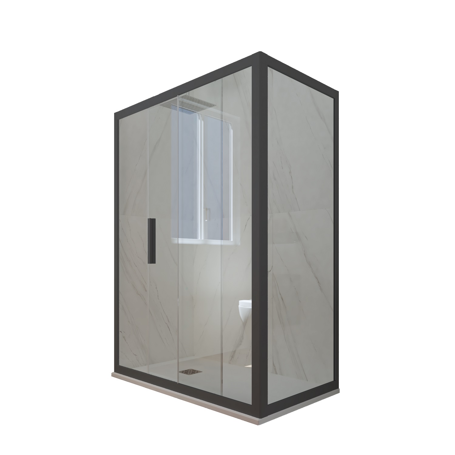 foto del prodotto box doccia scorrevole 75x110 cm h 200 vetro trasparente profilo antracite mod. deco duo