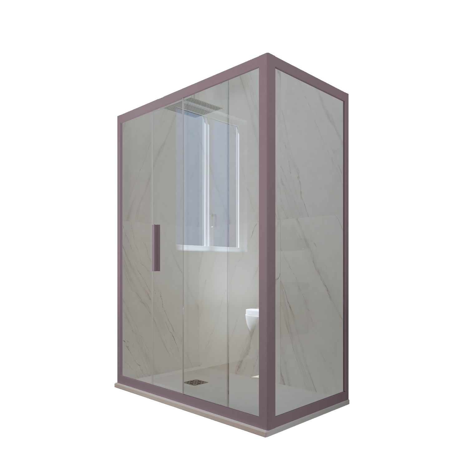 foto del prodotto box doccia scorrevole 75x110 cm h 200 vetro trasparente profilo lavanda mod. deco duo