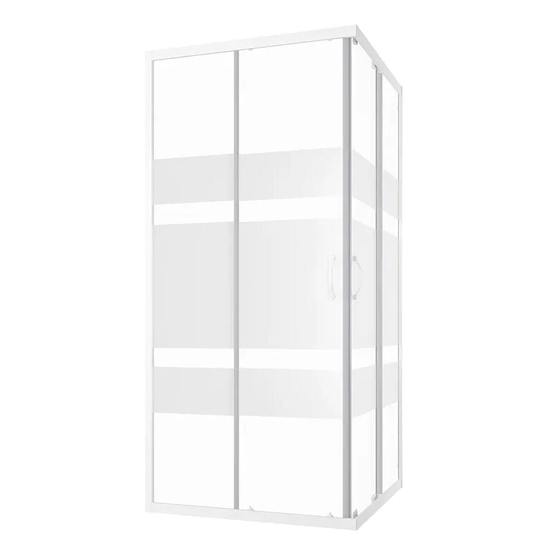 foto del prodotto box doccia scorrevole 75x75 cm profili in alluminio bianco vetro 4mm serigrafato h185 reversibile mod. grenada