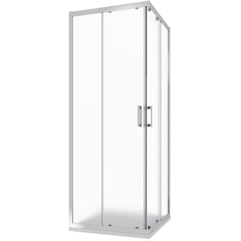 foto del prodotto box doccia scorrevole 80x100 cm profili in alluminio cromato vetro 6mm opaco con trattamento anticalcare h198 reversibile mod. tahiti