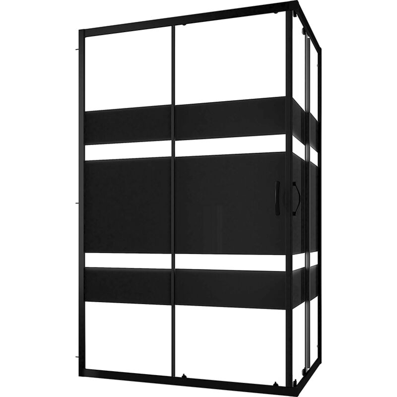 foto del prodotto box doccia scorrevole 80x100 cm profili in alluminio nero vetro 4 mm serigrafato h185 reversibile mod. willis