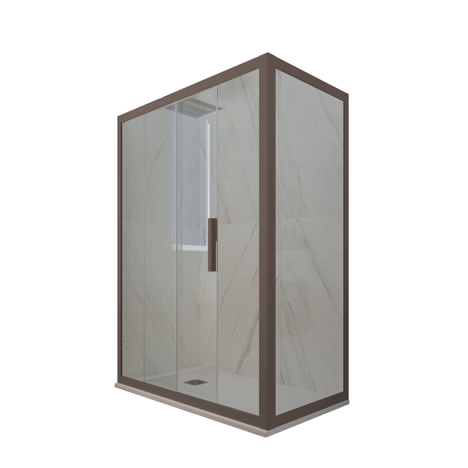 foto del prodotto box doccia scorrevole 80x110 cm h 200 vetro trasparente profilo chocolate mod. deco duo