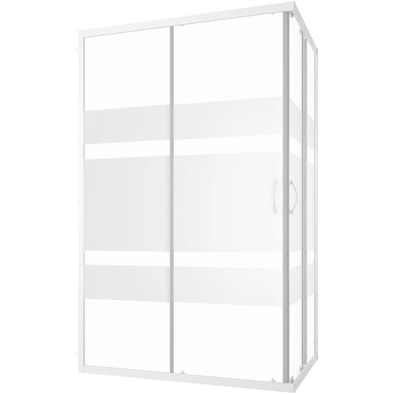 foto del prodotto box doccia scorrevole 80x120 cm profili in alluminio bianco vetro 4mm serigrafato h185 reversibile mod. grenada