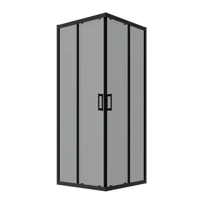 foto del prodotto box doccia scorrevole 80x120 cm profili in alluminio nero opaco vetro 6mm fumè h190 - reversibile mod. java