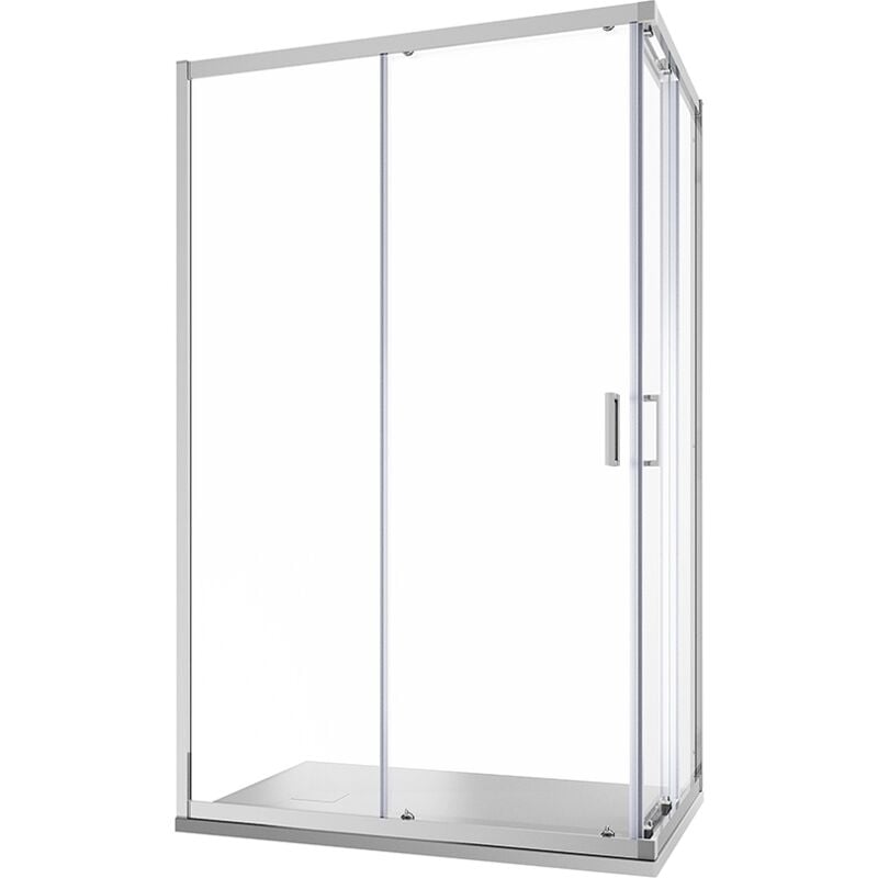 foto del prodotto box doccia scorrevole 80x80 cm profili in alluminio cromato vetro 6 mm trasparente h185 reversibile mod. tonga
