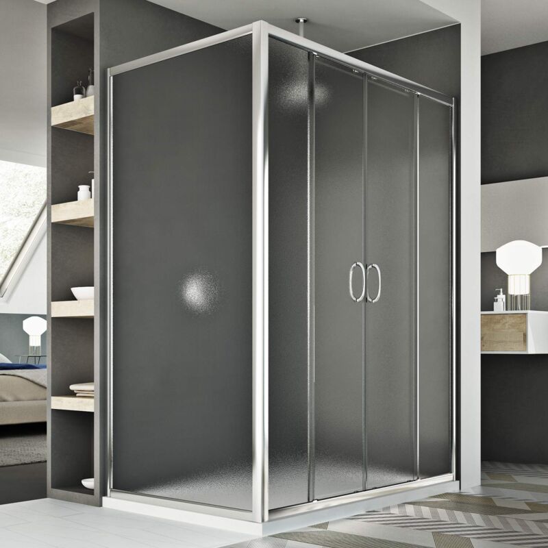 foto del prodotto box doccia scorrevole rettangolare vetro stampato h 185 mod. replay duo 2 ante 70x120 cm