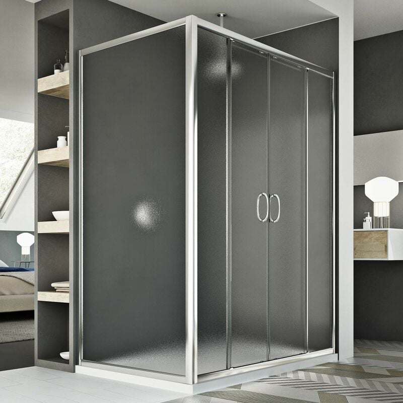 foto del prodotto box doccia scorrevole rettangolare vetro stampato h 185 mod. replay duo 2 ante 70x150 cm