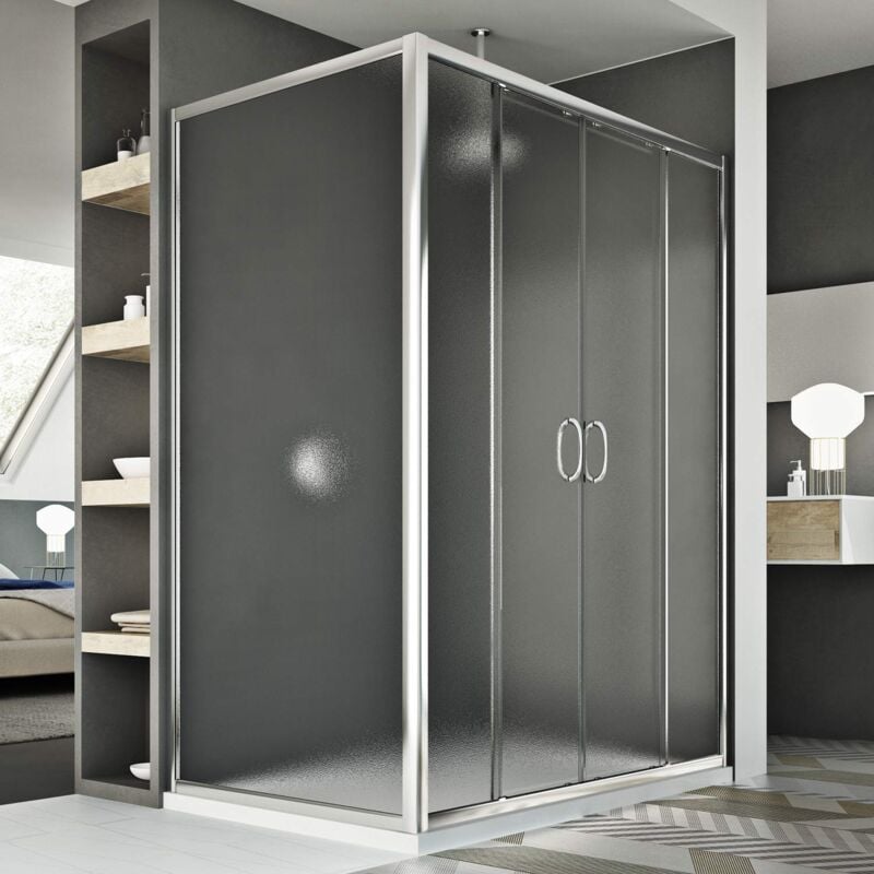 foto del prodotto box doccia scorrevole rettangolare vetro stampato h 185 mod. replay duo 2 ante 90x160 cm