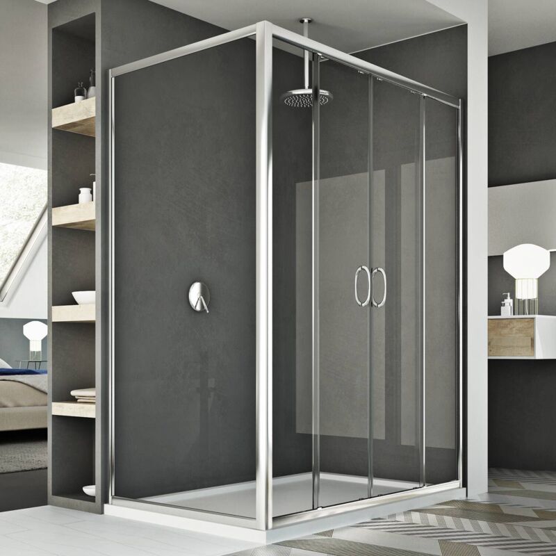 foto del prodotto box doccia scorrevole rettangolare vetro trasparente h 185 mod. replay duo 2 ante 80x120 cm