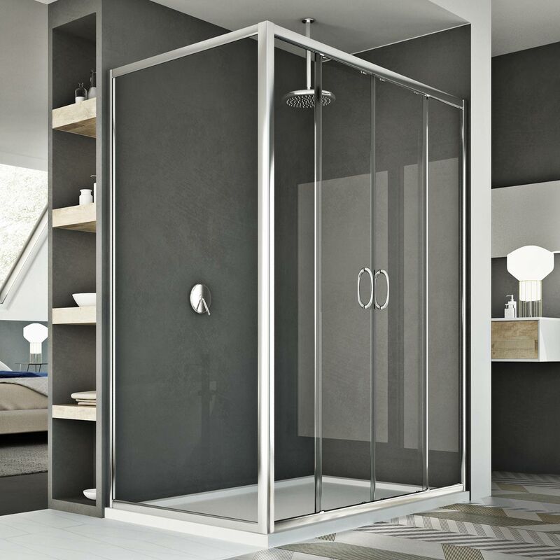 foto del prodotto box doccia scorrevole rettangolare vetro trasparente h 185 mod. replay duo 2 ante 80x140 cm