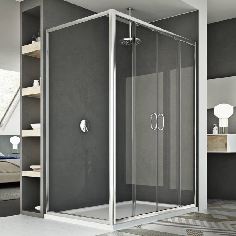 foto del prodotto box doccia scorrevole rettangolare vetro trasparente h 185 mod. replay duo 2 ante 80x150 cm
