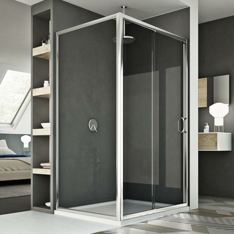 foto del prodotto box doccia scorrevole vetro trasparente h 185 mod. replay duo 1 anta 80x100 cm