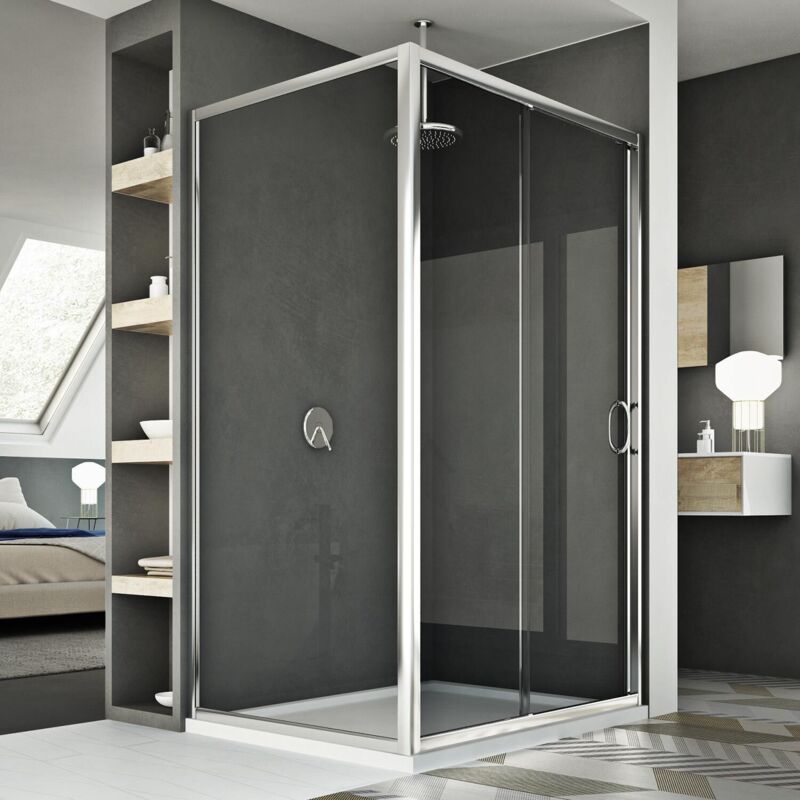 foto del prodotto box doccia scorrevole vetro trasparente h 185 mod. replay duo 1 anta 80x110 cm
