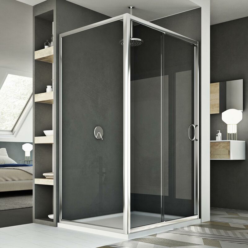 foto del prodotto box doccia scorrevole vetro trasparente h 185 mod. replay duo 1 anta 80x140 cm