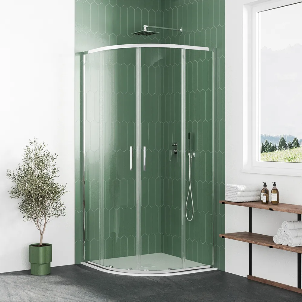 foto del prodotto box doccia semicircolare 75x75cm profili cromati slim vetro 6mm trasparente h190 portofino
