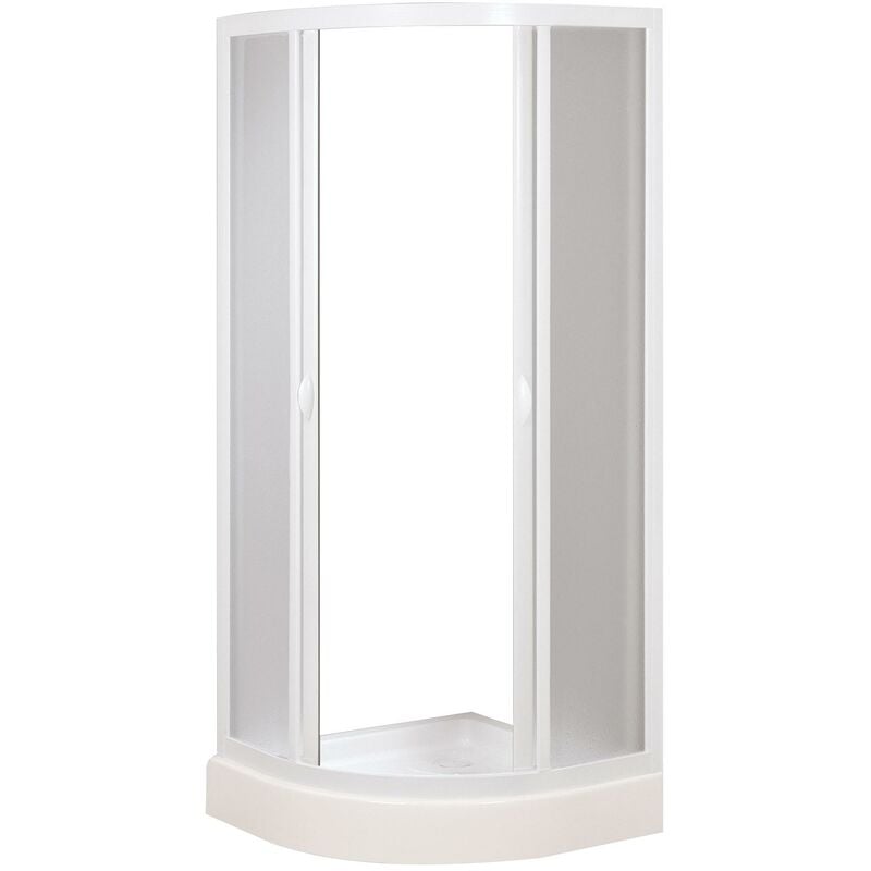 foto del prodotto box doccia semicircolare 80x80 cm 2 ante scorrevoli in acrilico 2,2 mm h185 cm dorini bianco