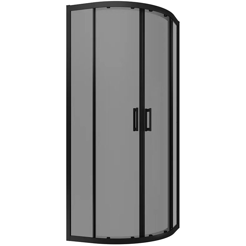 foto del prodotto box doccia semicircolare 80x80 cm apertura scorrevole profili in alluminio nero opaco vetro 6mm fum h190 reversibile mod. java