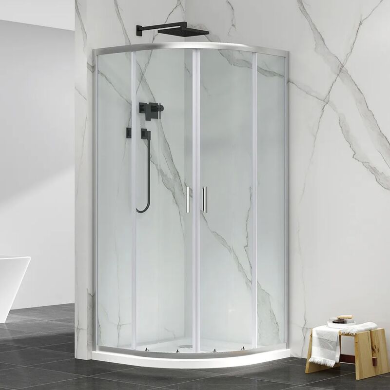 foto del prodotto box doccia semicircolare 80x80 cm cromo scorrevole in cristallo trasparente tay