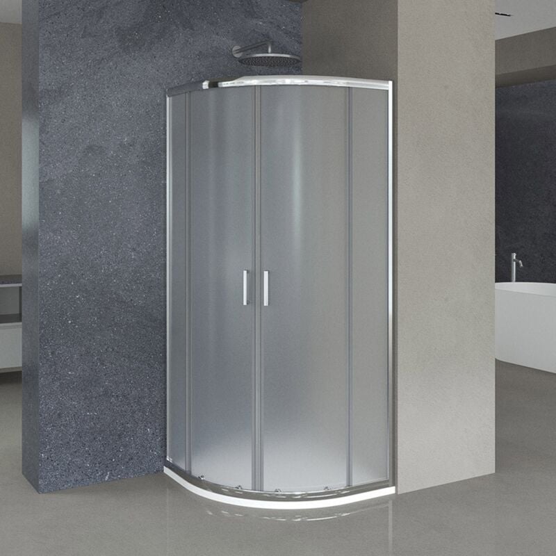foto del prodotto box doccia semicircolare 80x80 cm geo doppio scorrevole in cristallo opaco