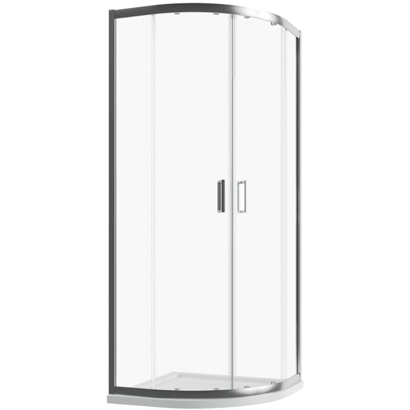 foto del prodotto box doccia semicircolare 80x80cm apertura scorrevole profili in alluminio cromato vetro 6mm trasparente h190 reversibile mod. java