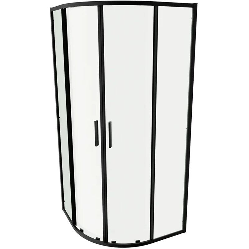 foto del prodotto box doccia semicircolare 80x80cm profili nero opaco slim vetro 6mm trasparente h190 portofino