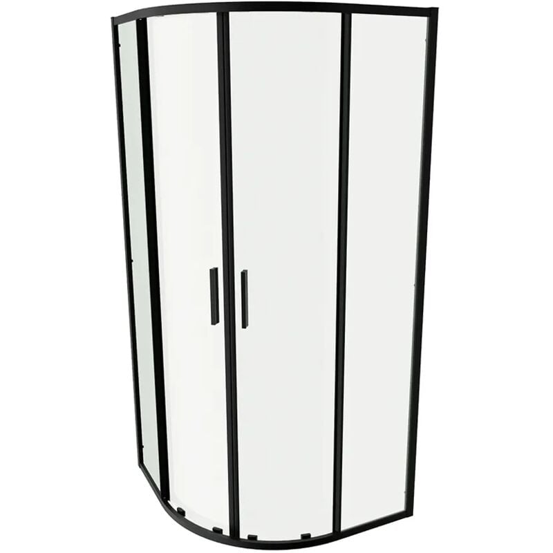 foto del prodotto box doccia semicircolare 80x80cm profili slim nero opaco vetro 6mm trasparente h190 reversibile mod. portofino