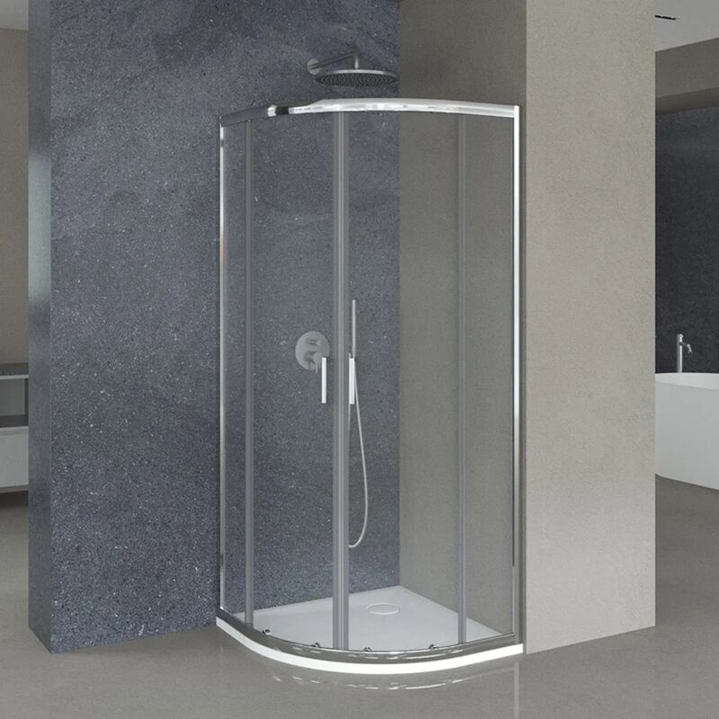 foto del prodotto box doccia semicircolare 90x90 cm doppio scorrevole in cristallo trasparente geo