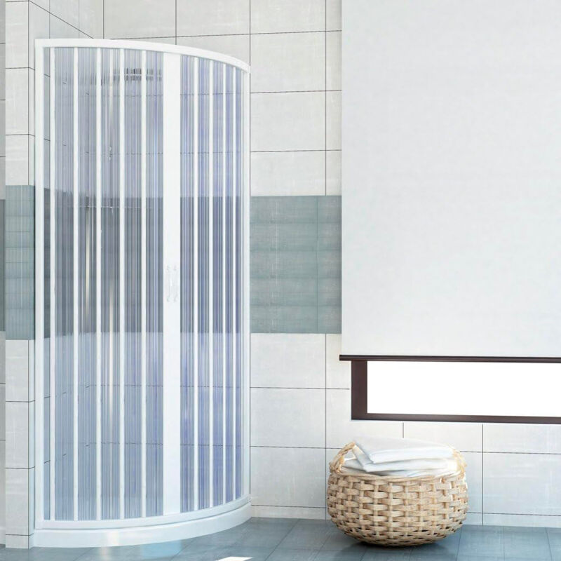 foto del prodotto box doccia semicircolare in pvc h185 cm con apertura centrale a soffietto 