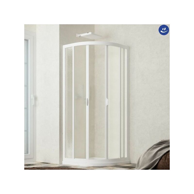 foto del prodotto box doccia semicircolare satinato in acrilico modello skipper ponte h.185 80 75 x 80 75 cm spazio ingresso max 48 cm forte