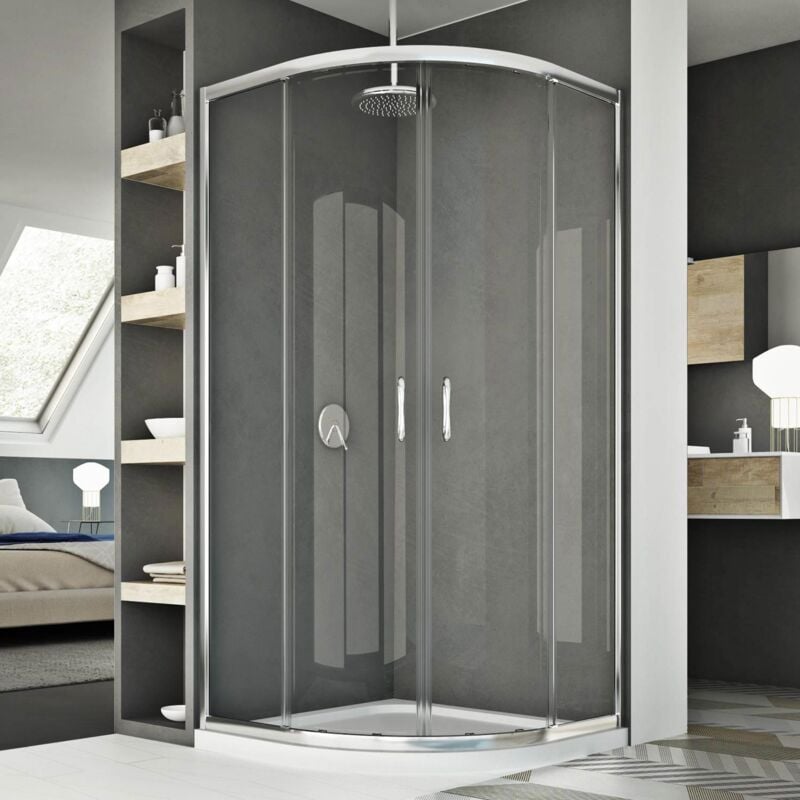foto del prodotto box doccia semicircolare scorrevole vetro trasparente h 185 mod. junior 70x90 cm