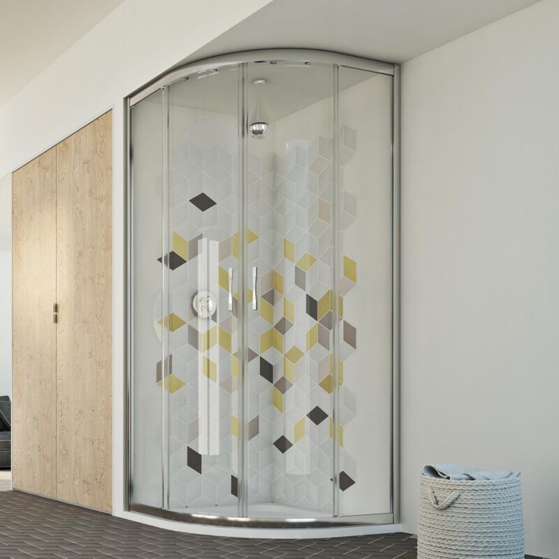 foto del prodotto box doccia semicircolare scorrevole vetro trasparente h 198 mod. evolution 70x90 cm