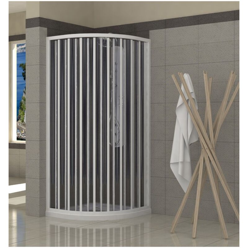foto del prodotto box doccia semicircolare tondo in pvc rettangolare a soffietto quadrato 2 lati misura semicircolare 75x75