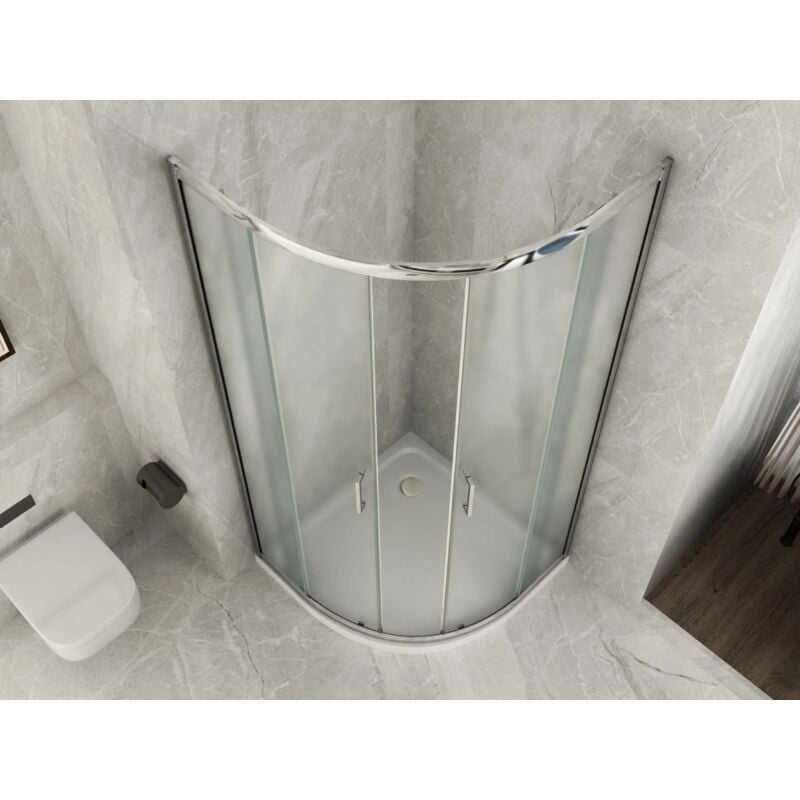 foto del prodotto box doccia semicircolare vetro opaco 6mm apertura doppio scorrevole 80 x 80 x h190 cm (r. 55 cm)