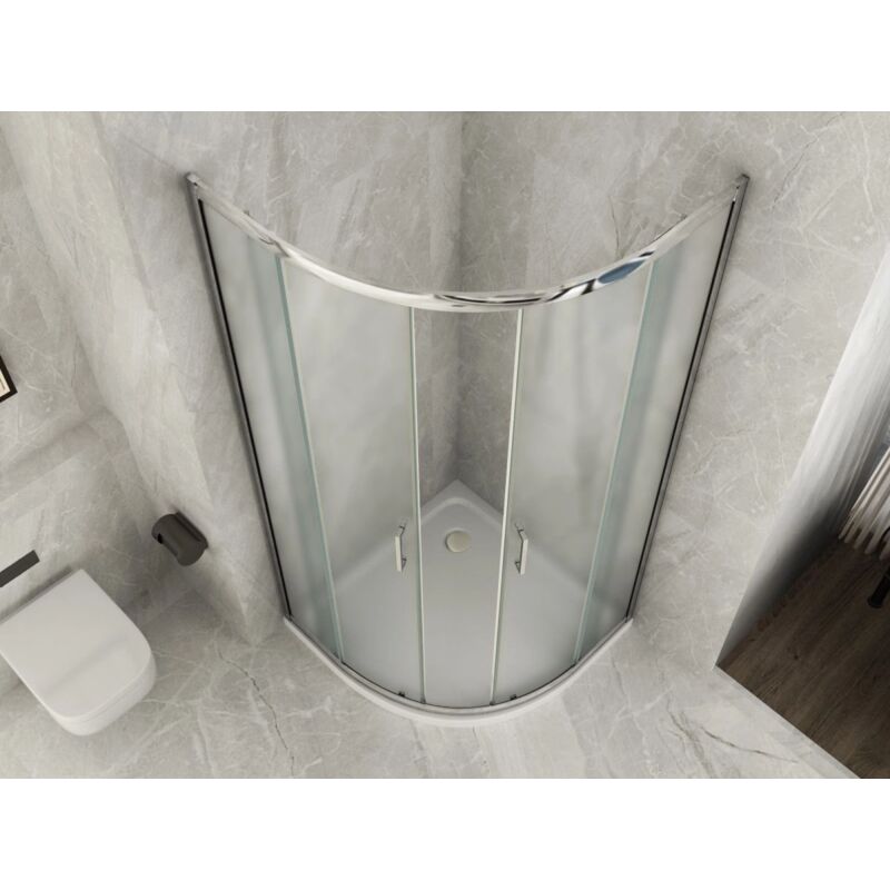 foto del prodotto box doccia semicircolare vetro opaco 6mm apertura doppio scorrevole 90 x 90 x h190 cm (r. 55 cm)