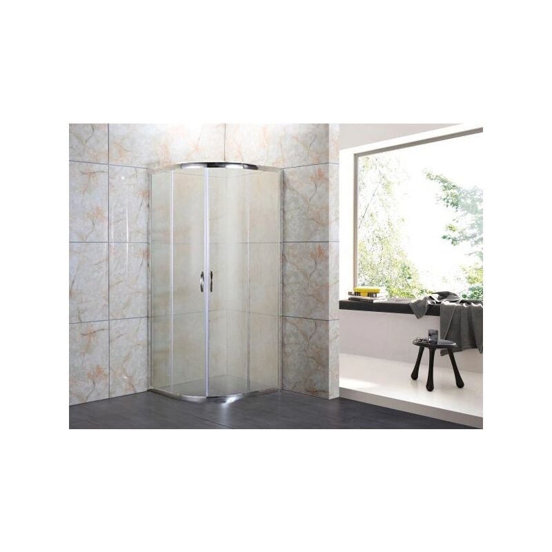 foto del prodotto box doccia semicircolare vetro opaco anticalcare temperato 4 mm apertura angolare doppio scorrevole 90x90