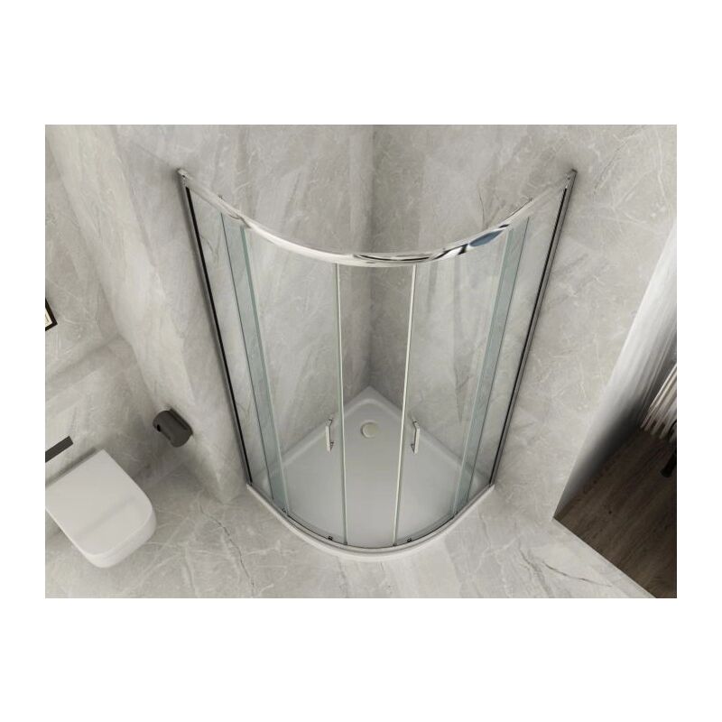 foto del prodotto box doccia semicircolare vetro trasparente 6mm apertura doppio scorrevole 70 x 90 x h190 cm r. 38 cm 