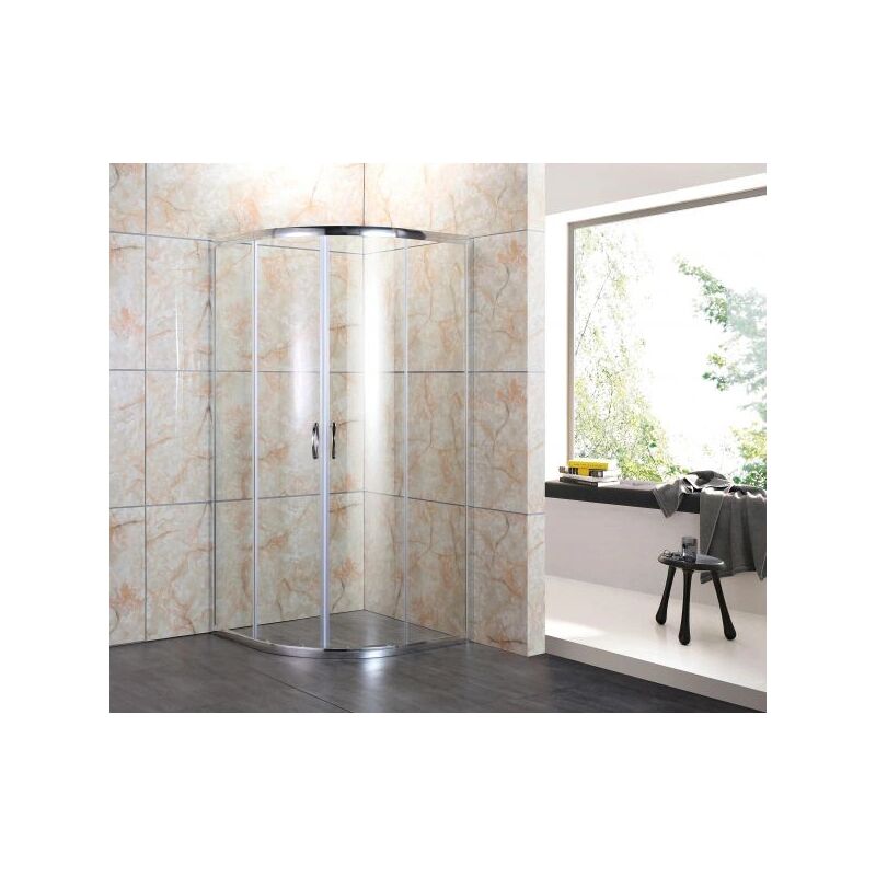 foto del prodotto box doccia semicircolare vetro trasparente anticalcare temperato 4 mm apertura angolare doppio scorrevole 80x80