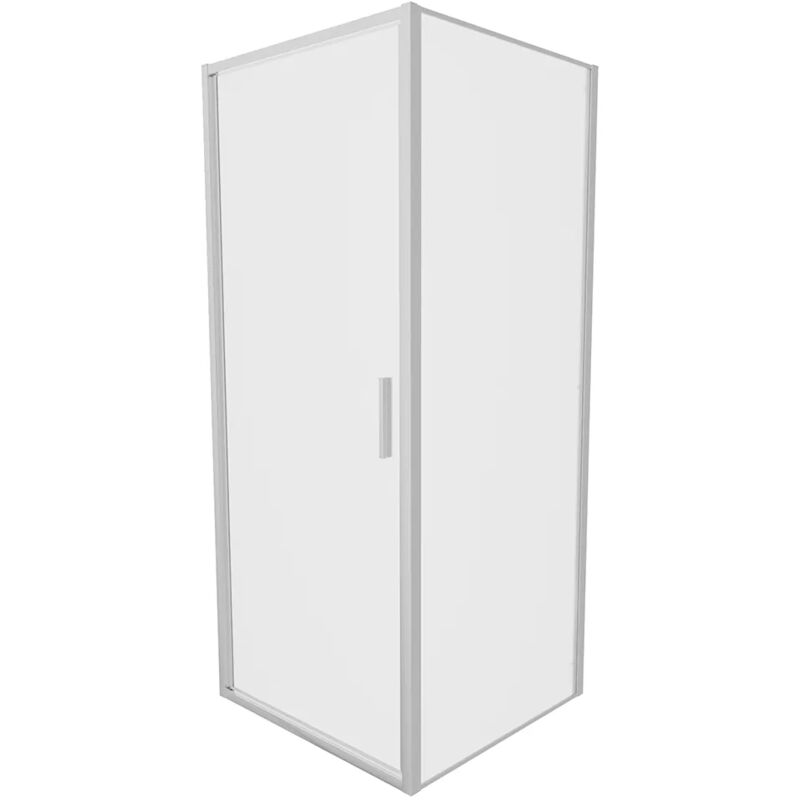 foto del prodotto box doccia slim 80x80cm con porta a battente e parete fissa profili cromati e vetro 6mm opaco h190 mod. portofino
