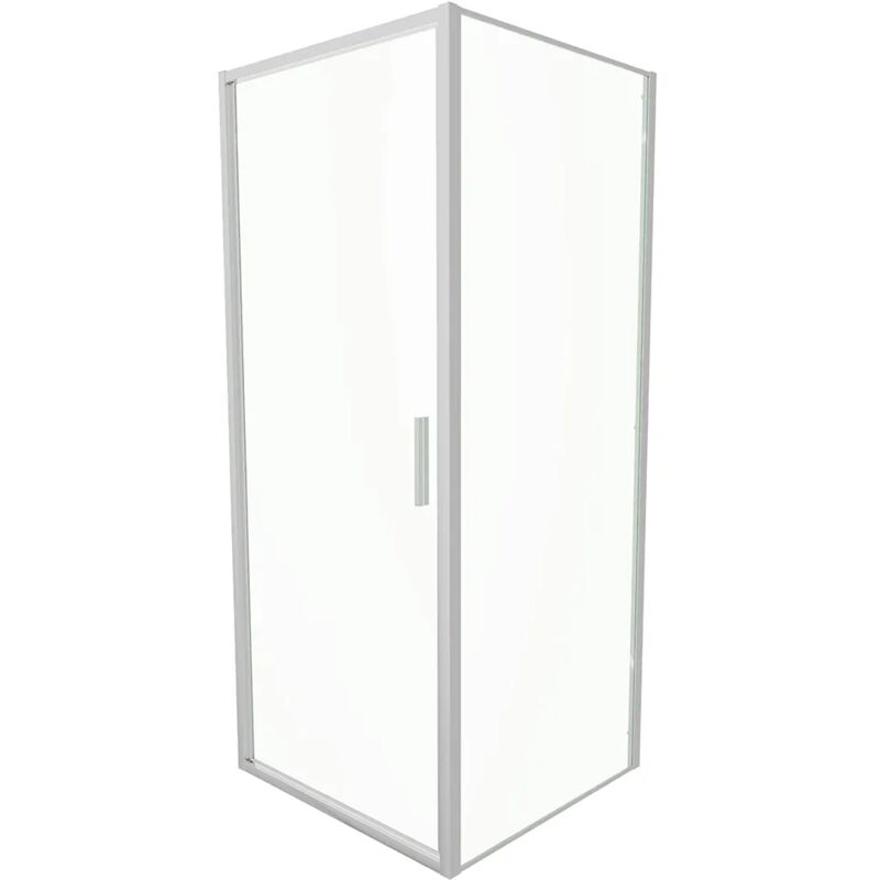 foto del prodotto box doccia slim 90x90cm con porta a battente e parete fissa profili cromati e vetro 6mm trasparente h190 mod. portofino