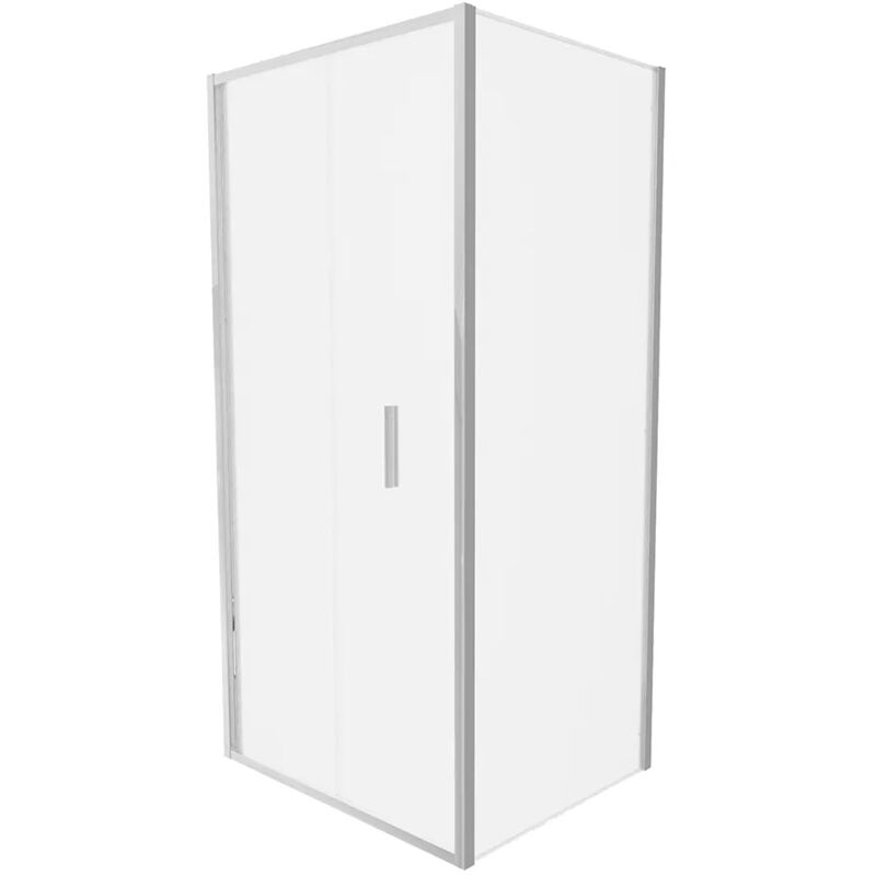 foto del prodotto box doccia slim 90x90cm con porta a libro e parete fissa profili cromati e vetro 6mm opaco h190 mod. portofino
