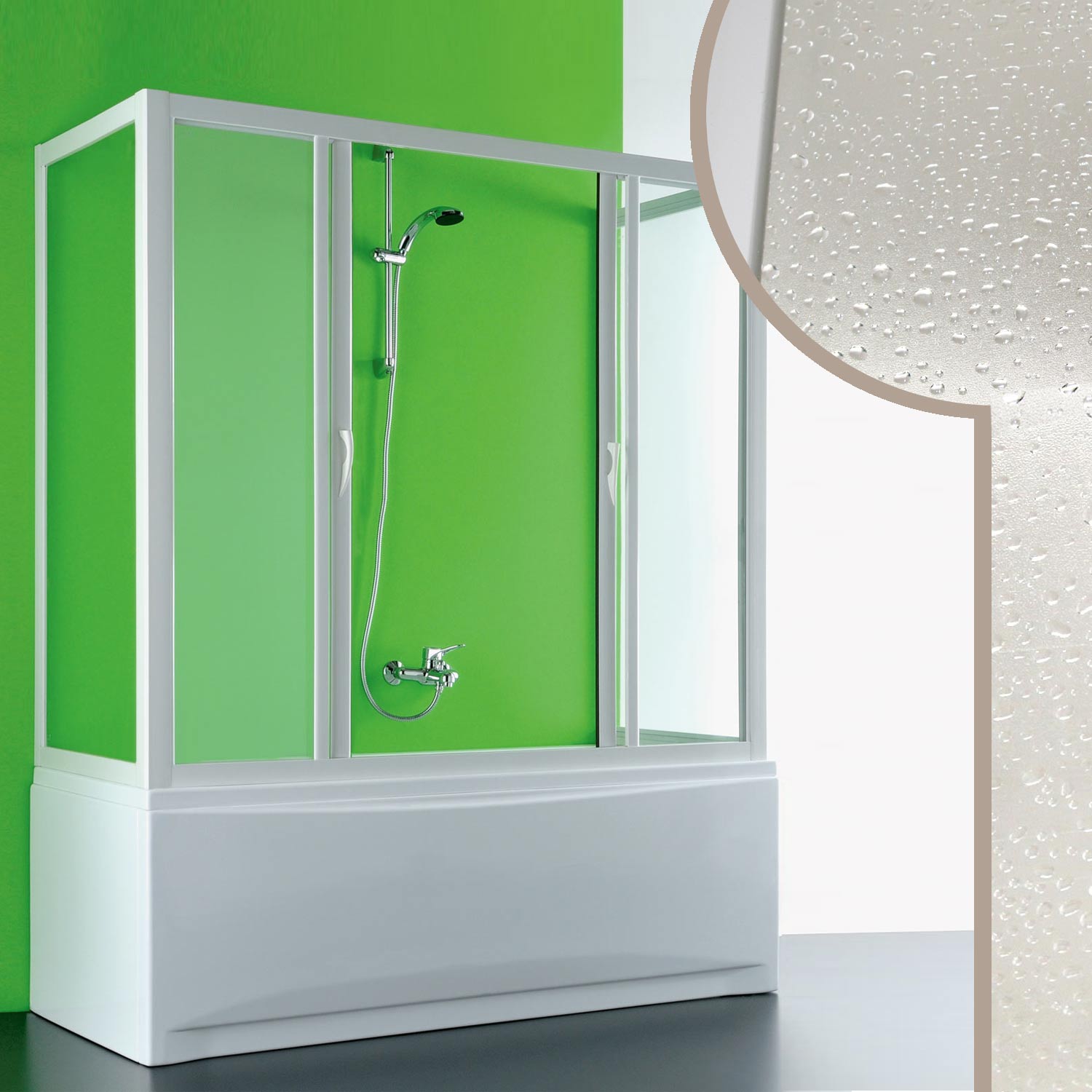 foto del prodotto box doccia sopravasca 3 lati 75x180x75 cm in acrilico mod. plutone 2 con apertura centrale