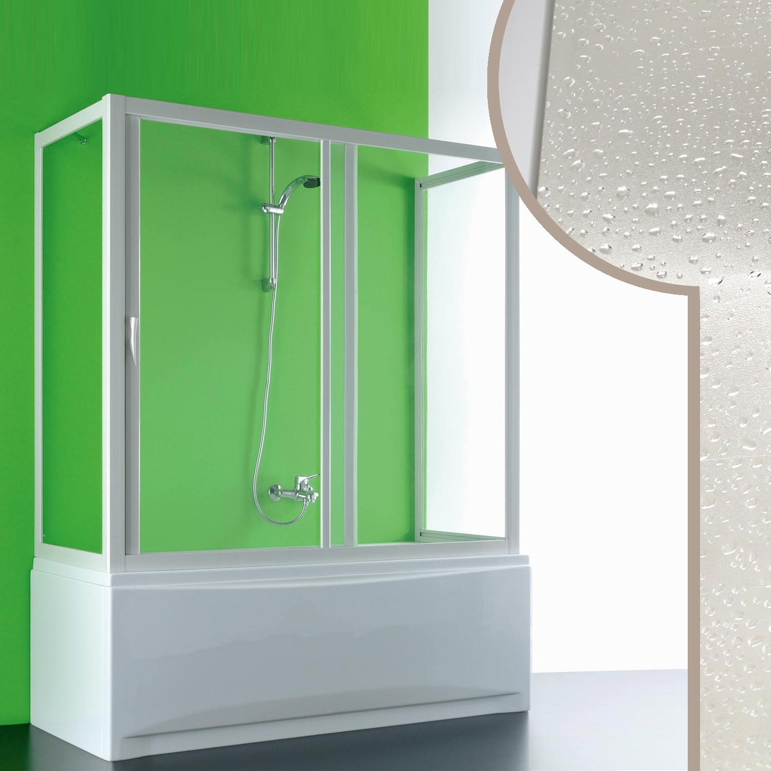 foto del prodotto box doccia sopravasca 3 lati 80x150x80 cm in acrilico mod. plutone con apertura laterale