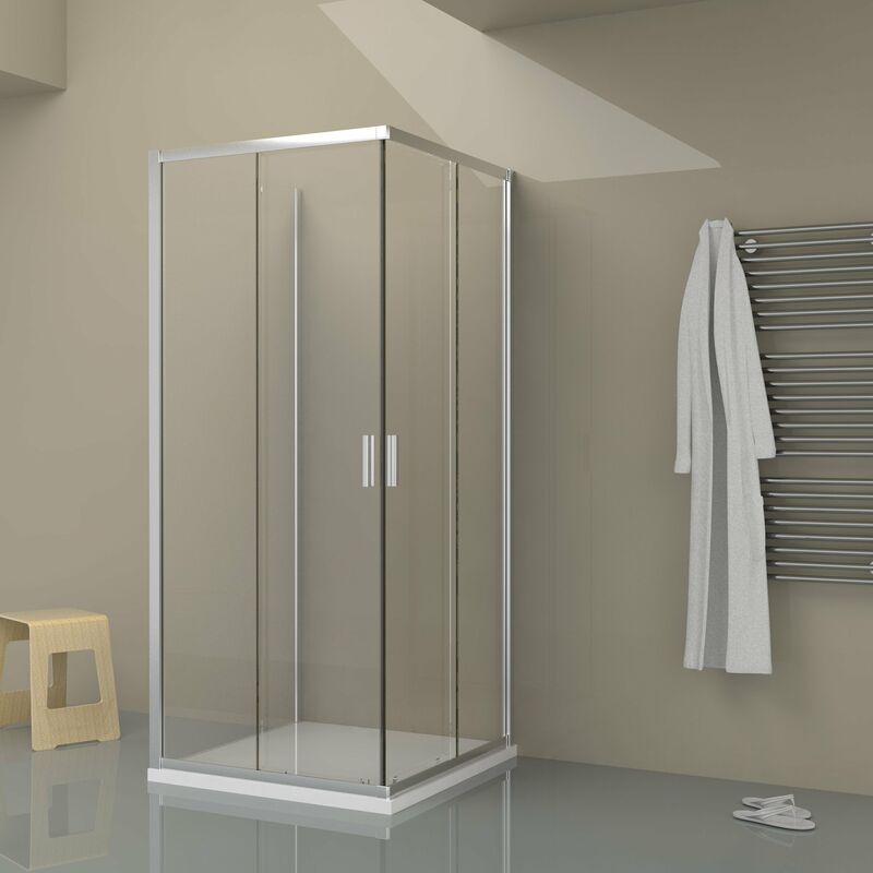 foto del prodotto box doccia tokyo doppia porta scorrevole 3 lati quadrato 70x70x70 cm altezza 200 cm cristallo 6 mm