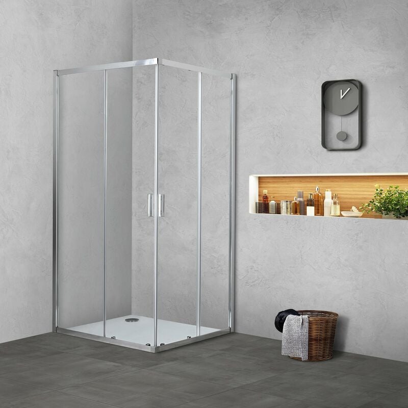 foto del prodotto box doccia tokyo doppia porta scorrevole rettangolare 110x80 cm altezza 200 cm cristallo 6 mm